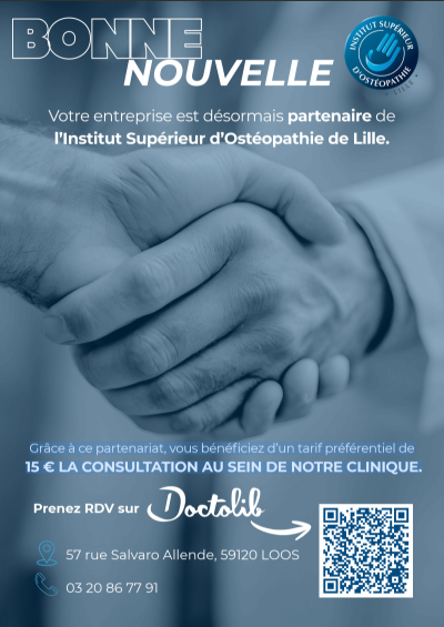 Nouveau partenaire : L’Institut Supérieur d’Ostéopathie de Lille