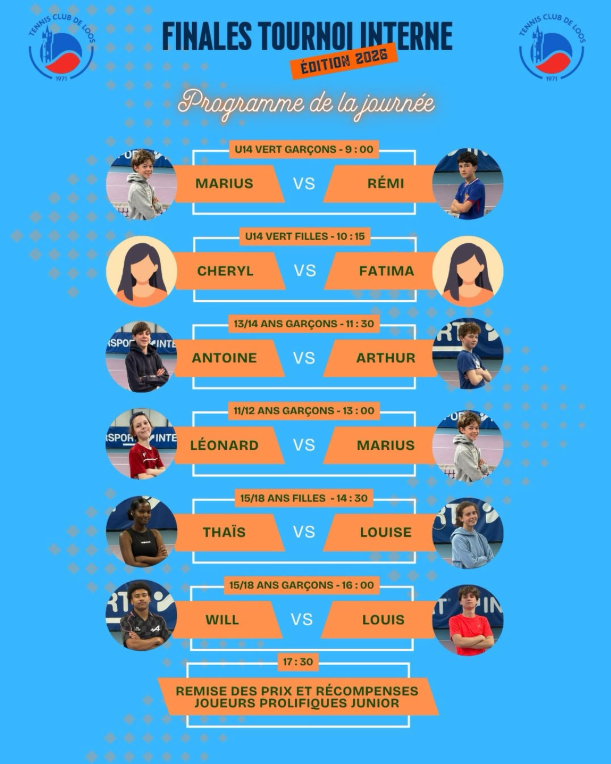 Finales des Tournois Internes Adultes et Jeunes